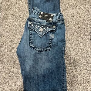 Miss Me Dark Blue Boot Cut Jeans with Embellishments
